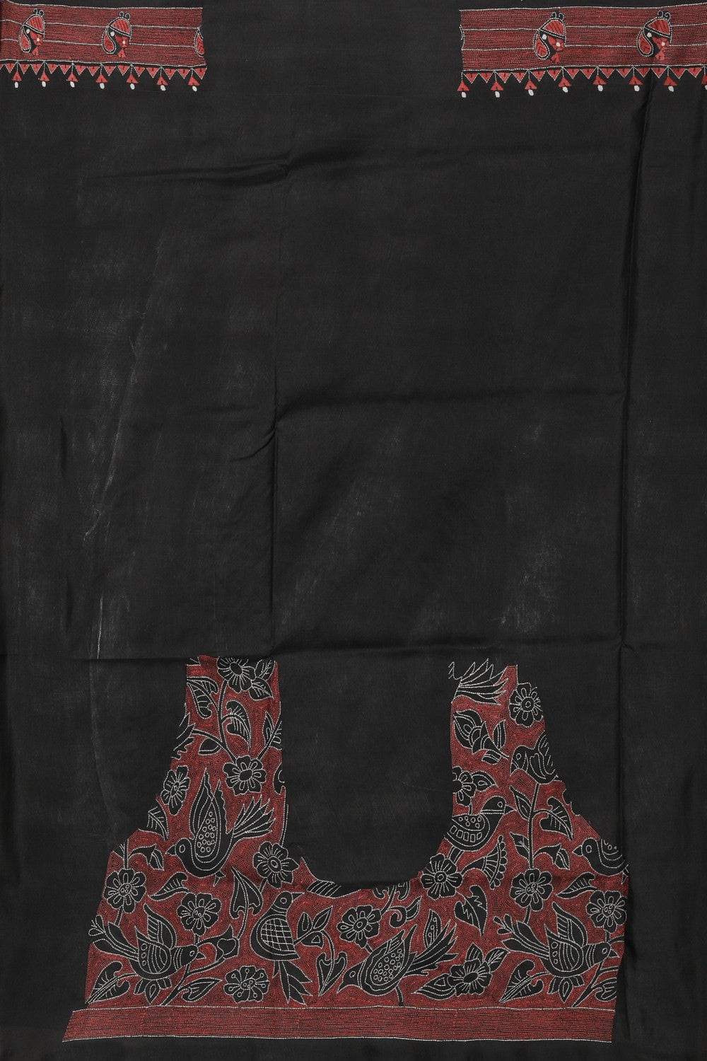 Image of Kantha Stitch Black Saree